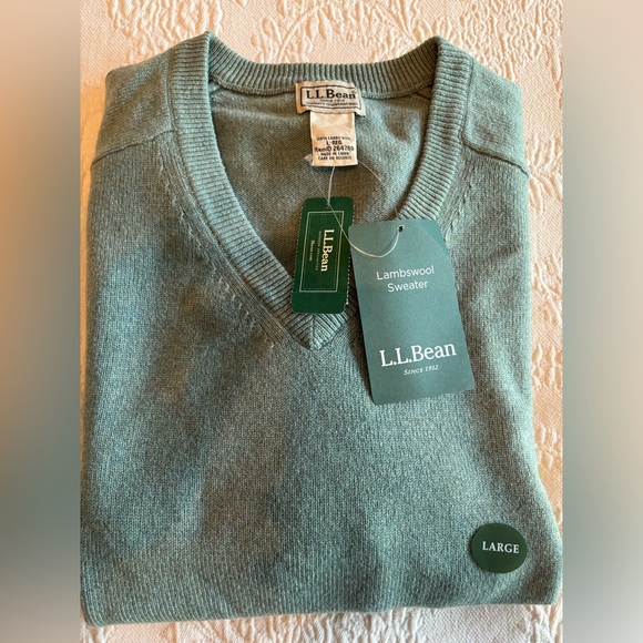L.L. Bean Other - LL Bean sage green sweater 100% lambswool size large NWT
